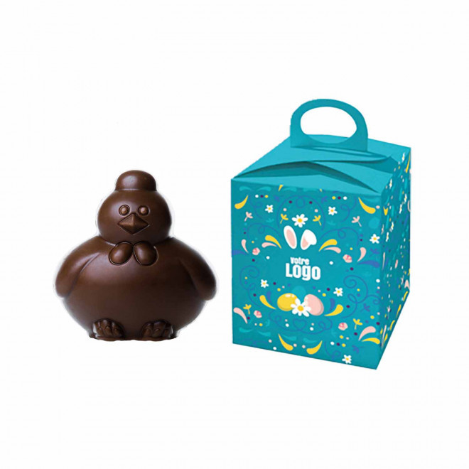 MOULAGE EN CHOCOLAT BIO NOIR OU AU LAIT PERSONNALISÉ LPCC® 'CHOCO' - poule chocolat noir