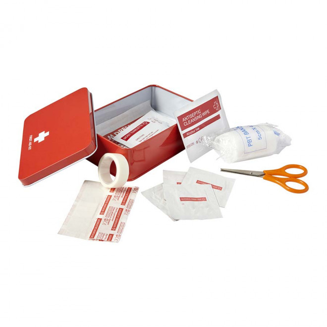 KIT PREMIERS SECOURS PUBLICITAIRE METAL 'HASSIMO' - rouge