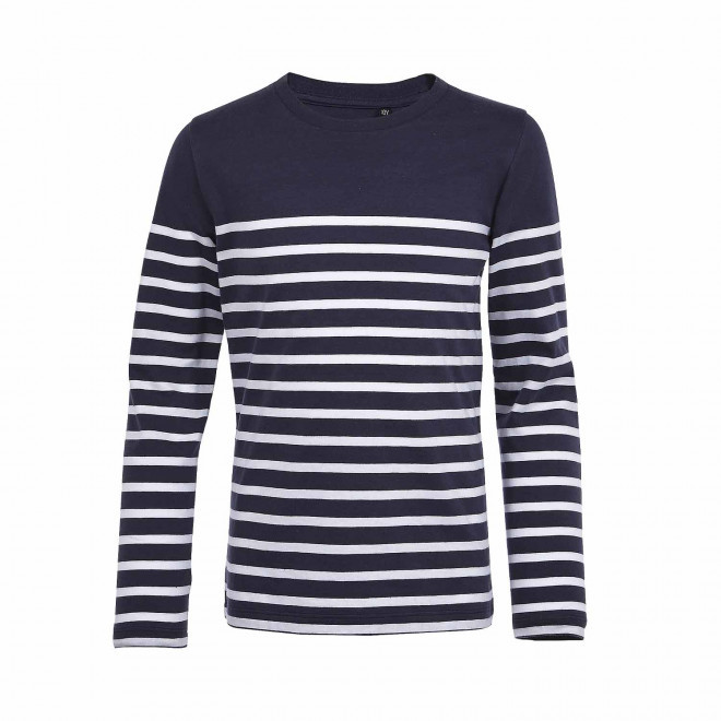TEE-SHIRT PERSONNALISÉ RAYÉ ENFANT 'MATELOT' - marine/blanc