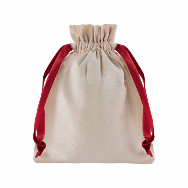 POCHON EN COTON AVEC RUBAN VELOURS PERSONNALISABLE 'TEVOC' - rouge