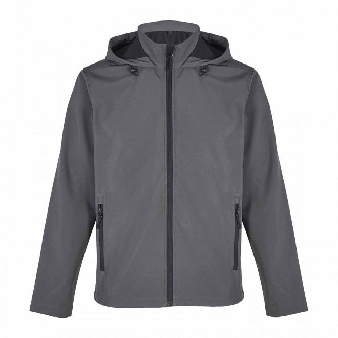SOFTSHELL HOMME PERSONNALISEE 'RACE HOODED' - gris anthracite