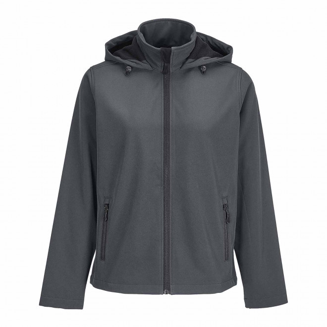 SOFTSHELL FEMME PERSONNALISEE 'RACE HOODED' - gris anthracite