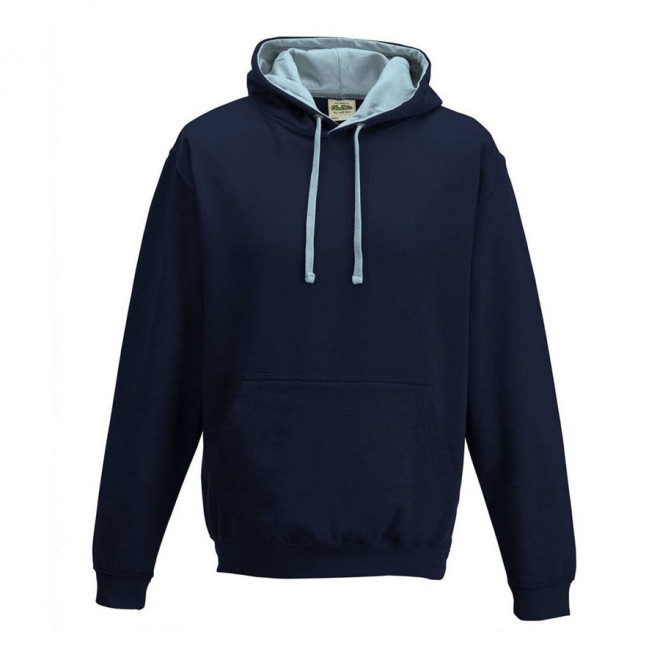 SWEAT CAPUCHE MIXTE JUST HOODS PERSONNALISABLE 'VARSITO' - navy/bleu ciel