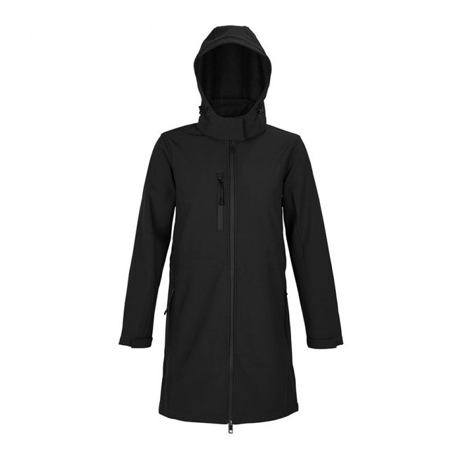 MANTEAU LONG SOFTSHELL PERSONNALISÉ FEMME NEOBLU® 'ACHILLE' - noir