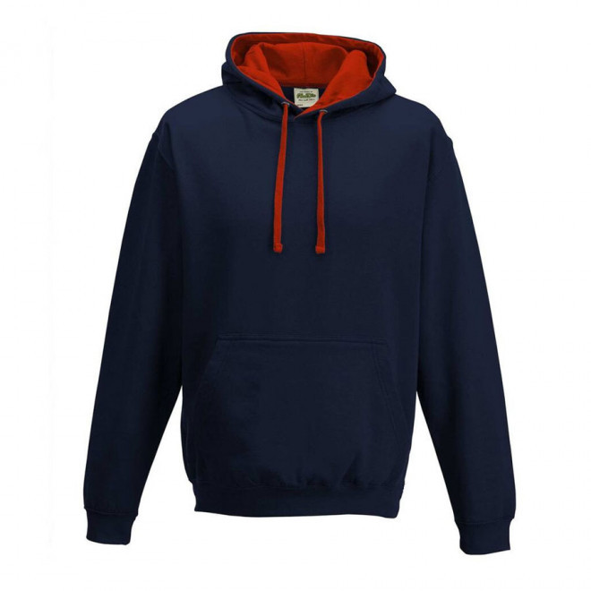 SWEAT CAPUCHE MIXTE JUST HOODS PERSONNALISABLE 'VARSITO' - navy/rouge