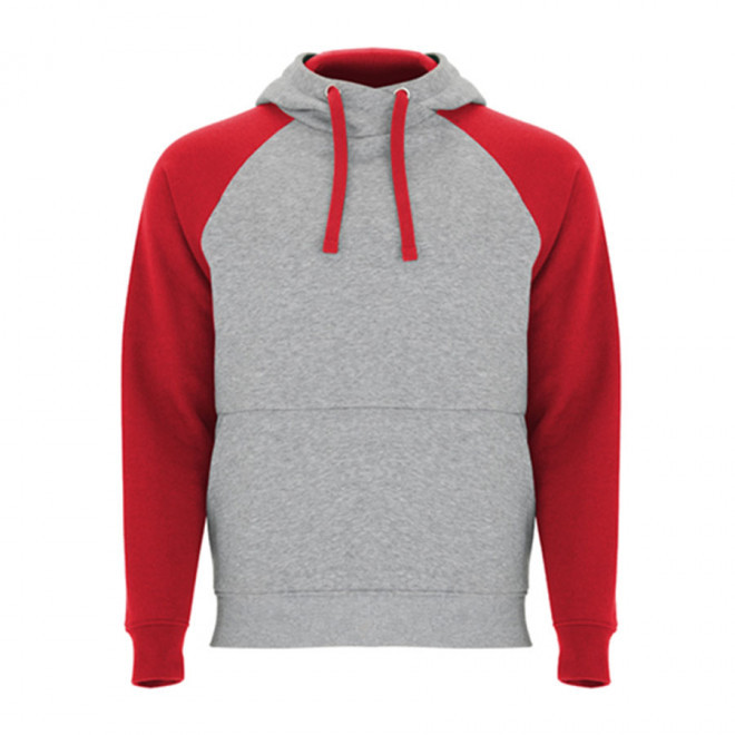 SWEAT-SHIRT A CAPUCHE PERSONNALISÉ 'RAPHAEL DUO' - gris/rouge