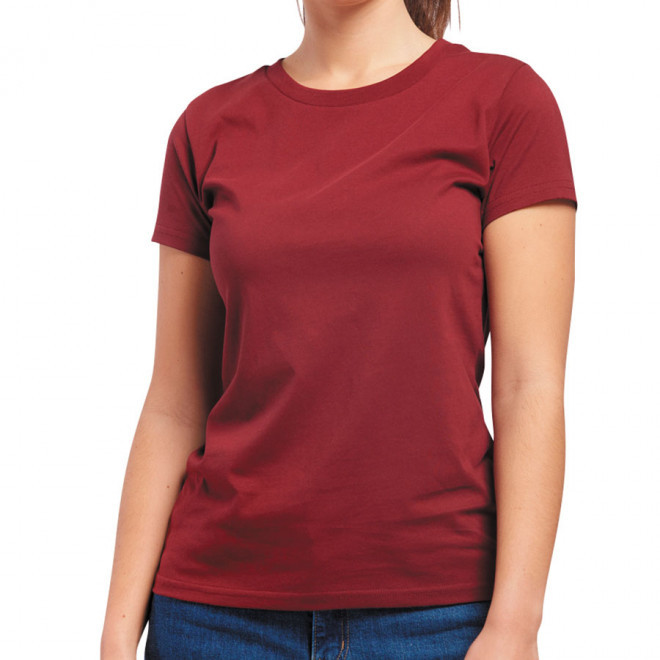 TEE-SHIRT PERSONNALISÉ BIO FEMME 180 GR/M² LES FILOSOPHES® 'DESCARTES' - bordeaux
