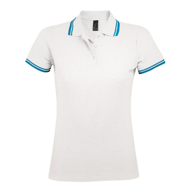 POLO BICOLORE PERSONNALISABLE FEMME 'PASADENA' 200 GR/M² - blanc/aqua