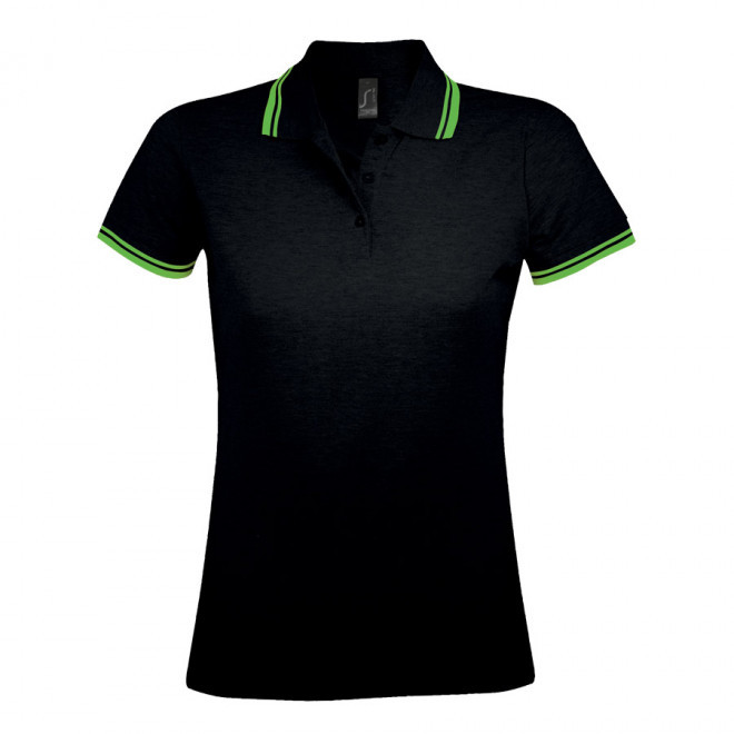 POLO BICOLORE PERSONNALISABLE FEMME 'PASADENA' 200 GR/M² - noir/lime