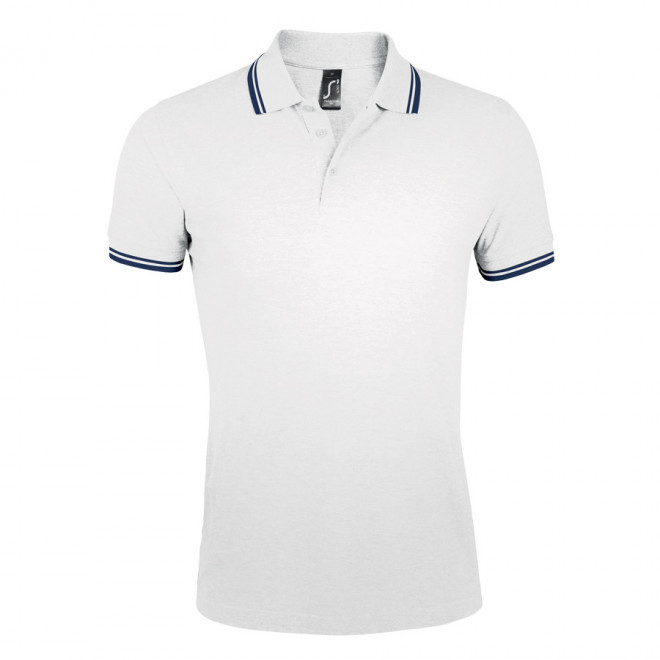 POLO BICOLORE PERSONNALISABLE HOMME 'PASADENA' 200 GR/M² - blanc/marine