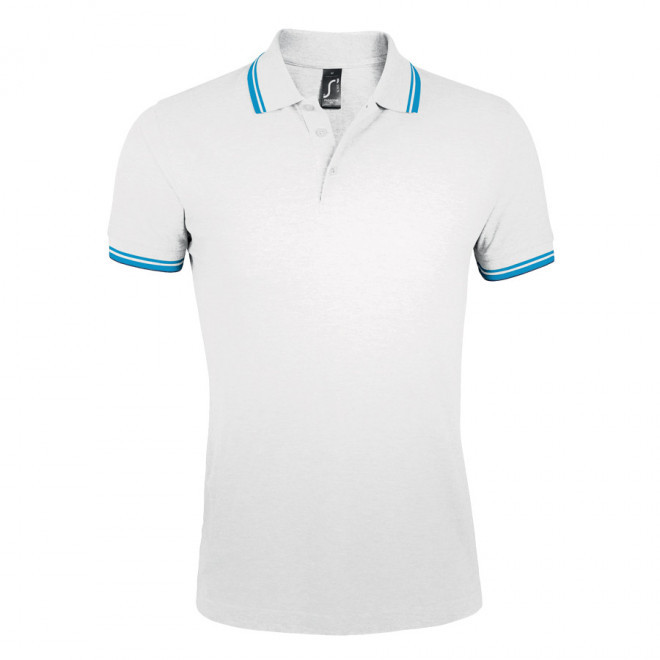 POLO BICOLORE PERSONNALISABLE HOMME 'PASADENA' 200 GR/M² - blanc/aqua