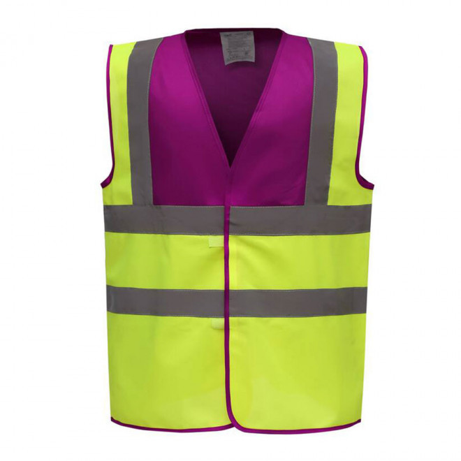 GILET DE SÉCURITÉ PERSONNALISÉ 'SECUR' - raspberry/yellow
