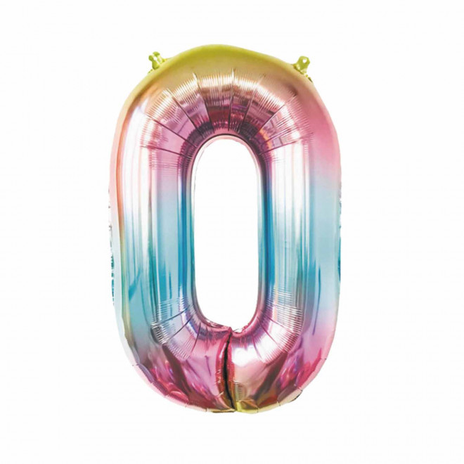 BALLON NUMERO EN MYLAR IRISE 'NUMBERZ' - chiffre 0