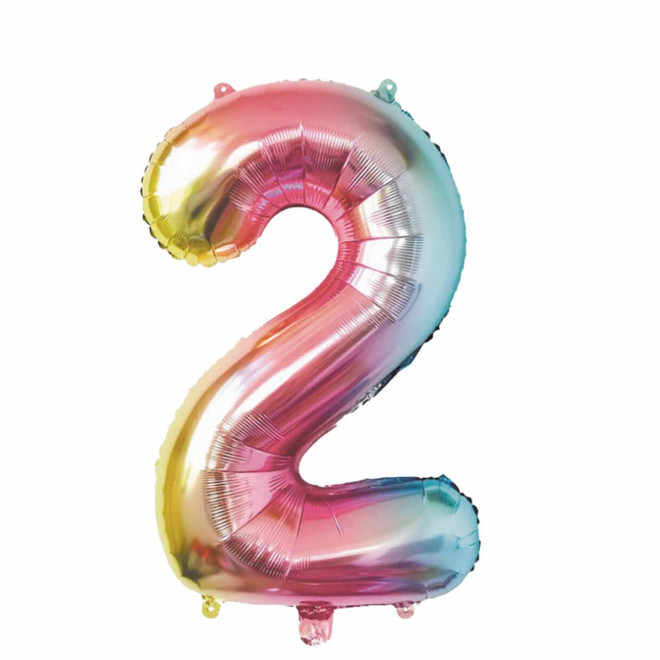 BALLON NUMERO EN MYLAR IRISE 'NUMBERZ' - chiffre 2
