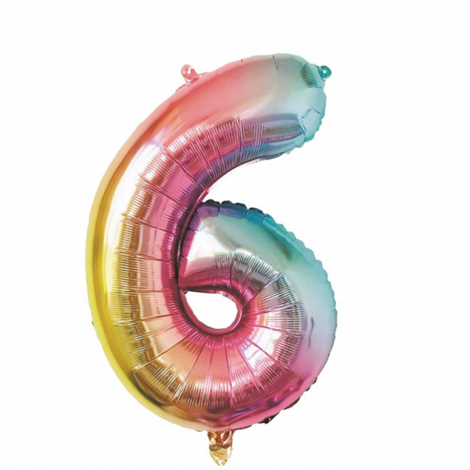 BALLON NUMERO EN MYLAR IRISE 'NUMBERZ' - chiffre 6