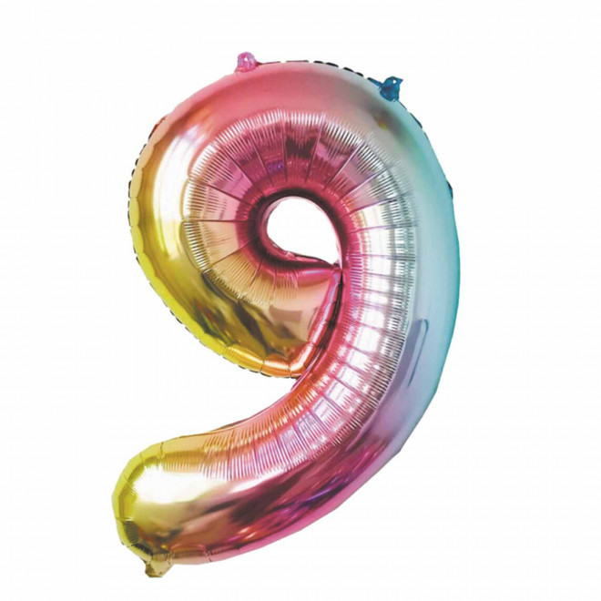 BALLON NUMERO EN MYLAR IRISE 'NUMBERZ' - chiffre 9