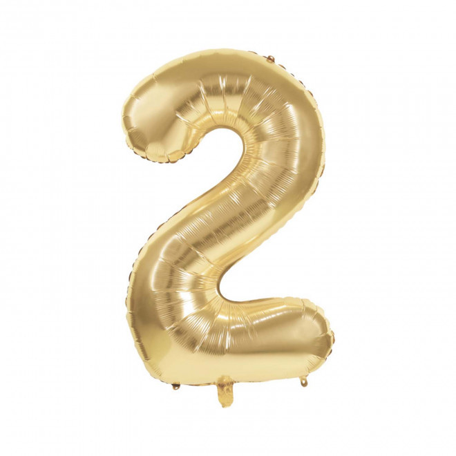 BALLON NUMERO EN MYLAR DORE 'NUMBERZ' - chiffre 2