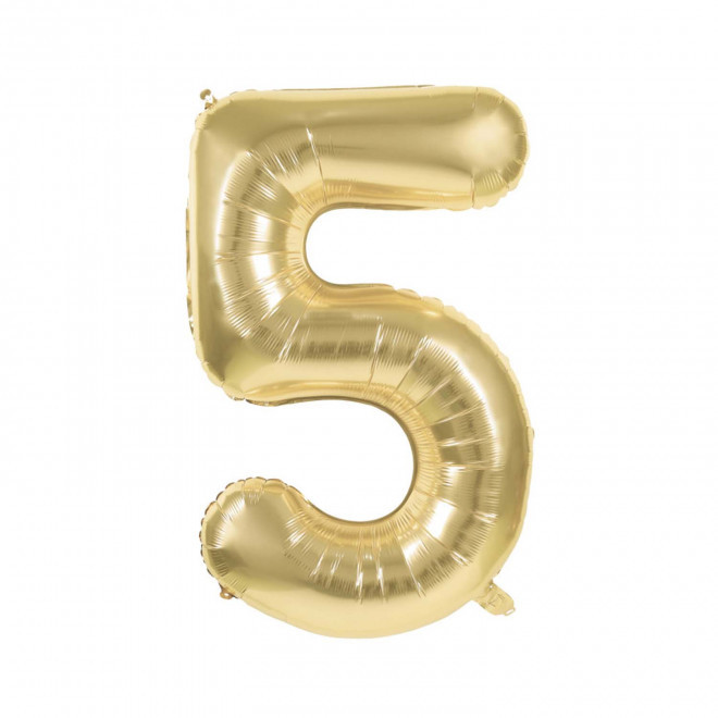 BALLON NUMERO EN MYLAR DORE 'NUMBERZ' - chiffre 5