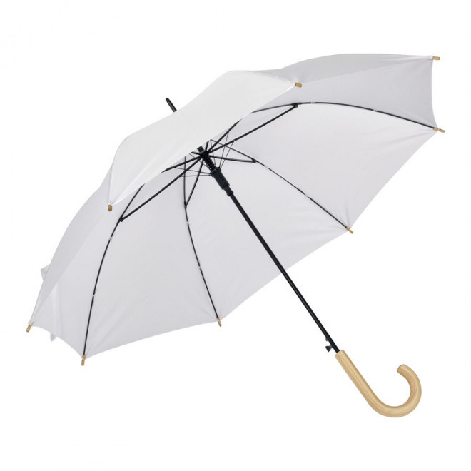 PARAPLUIE PUBLICITAIRE MANCHE CANNE 'LUSK' - blanc