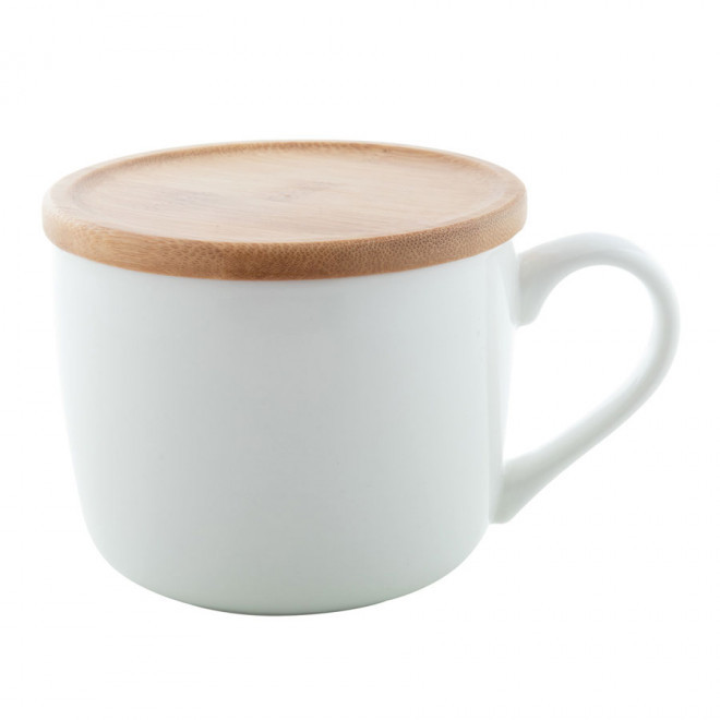 TASSE PERSONNALISÉE EN PORCELAINE ET EN BAMBOU 'FAURI' - blanc