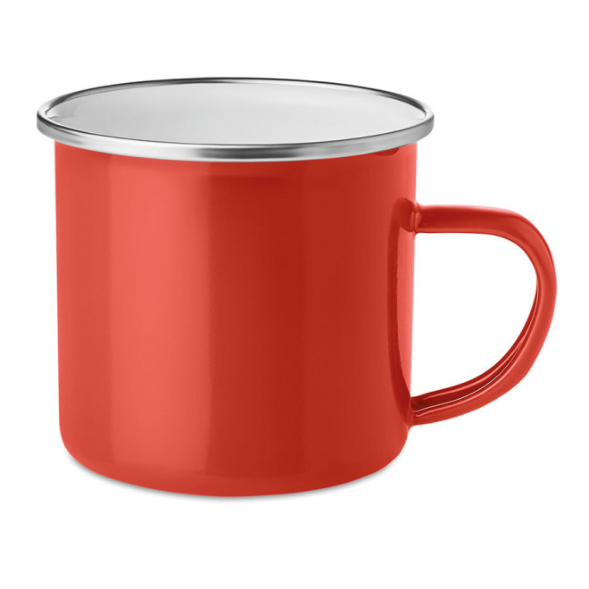 MUG PUBLICITAIRE EN MÉTAL ÉMAILLÉ 350ML 'RANIA' - rouge