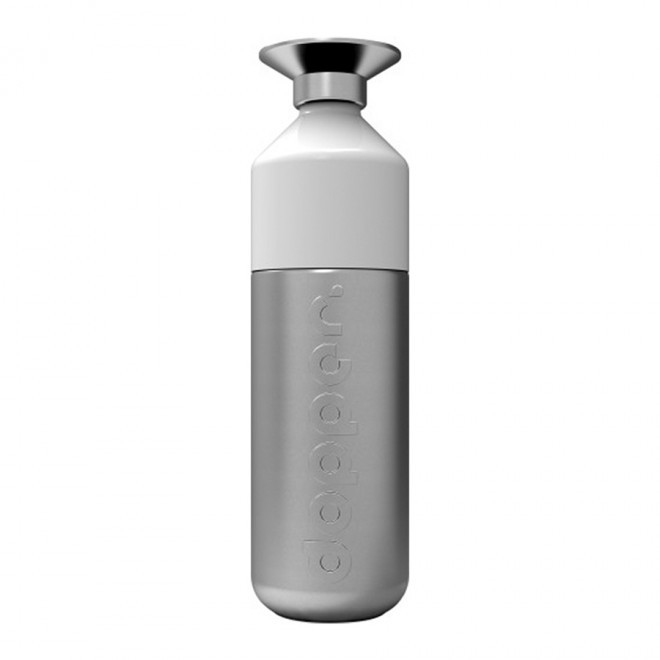 BOUTEILLE PERSONNALISÉE EN ACIER DOPPER® 800 ML 'LOSTRI' - argenté/blanc