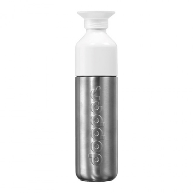 BOUTEILLE PERSONNALISÉE EN ACIER DOPPER® 490 ML 'LOSTRI' - argenté/blanc