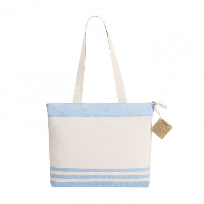SAC DE PLAGE RAYE PERSONNALISE 'AVRILOS' - bleu clair