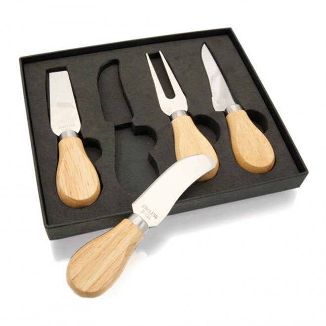 SET DE COUTEAUX PERSONNALISÉ À FROMAGE 'MOTHAIS' - bois