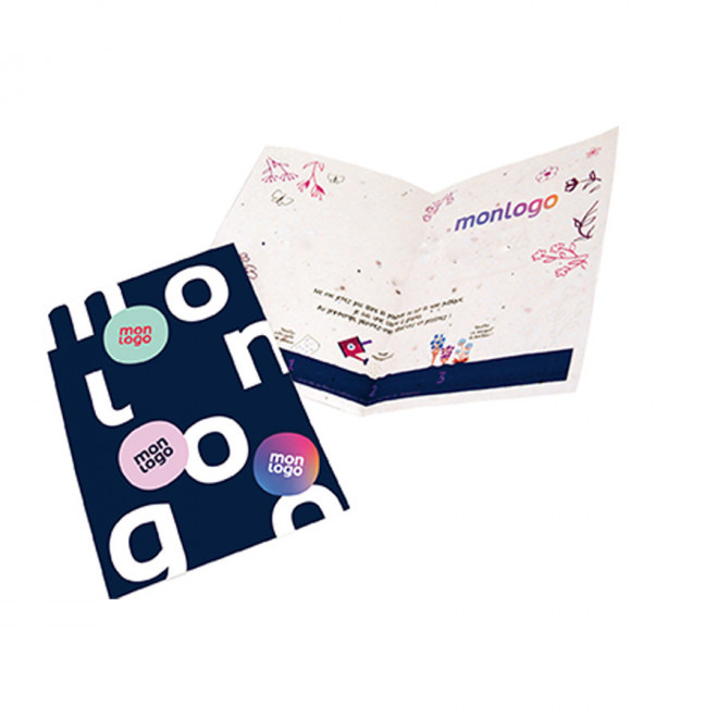 CARTE A5 PERSONNALISEE EN PAPIER DE GRAINES 'REMIR' - quadrichromie