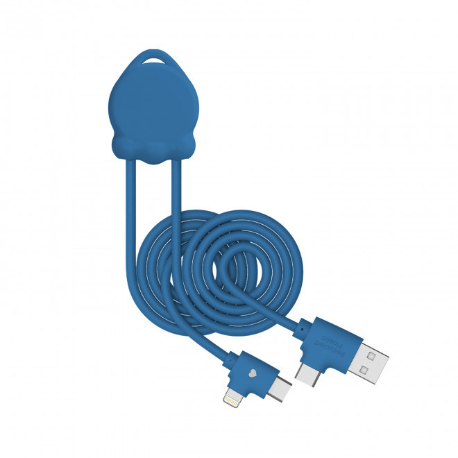 CABLE DE CHARGE 12W PERSONNALISABLE 'OCTOLONGI' - bleu