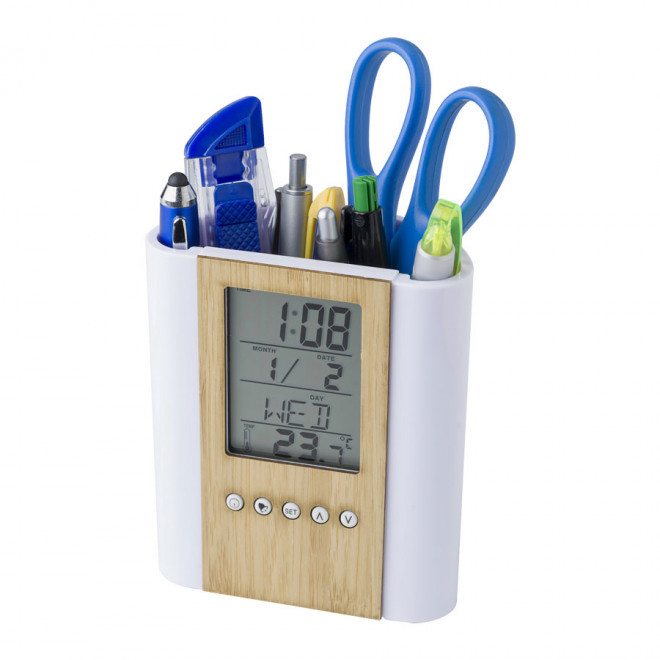 POT À CRAYONS PUBLICITAIRE TRANSPARENT 'CLARO' - bambou