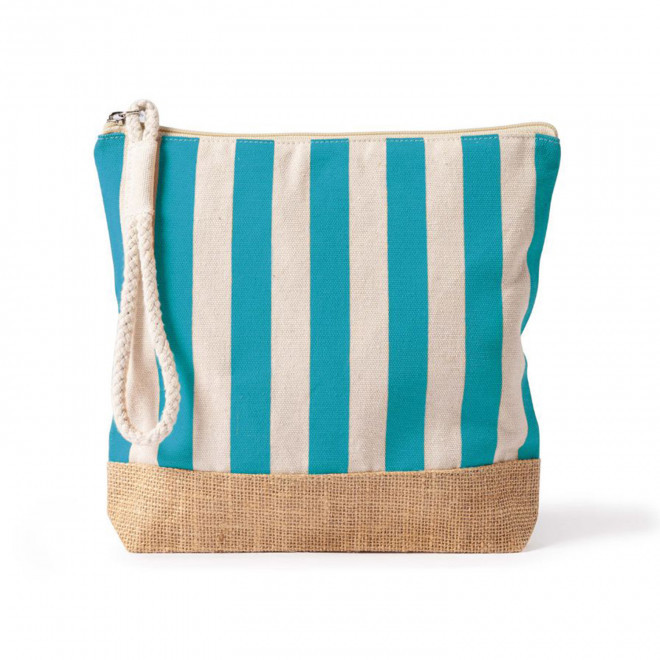 TROUSSE DE TOILETTE PUBLICITAIRE COTON ET JUTE 'LANA' - bleu