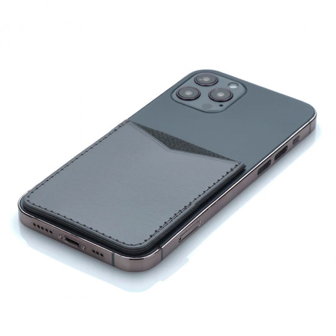 PORTE-CARTES CUIR RECYCLÉ PERSONNALISÉ ADHÉSIF 'PECOS' - gris