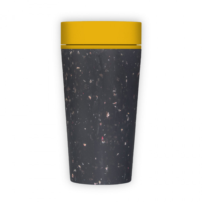 MUG PERSONNALISABLE REUTILISABLE ET DURABLE 340 mL 'BOLLI' - noir/jaune