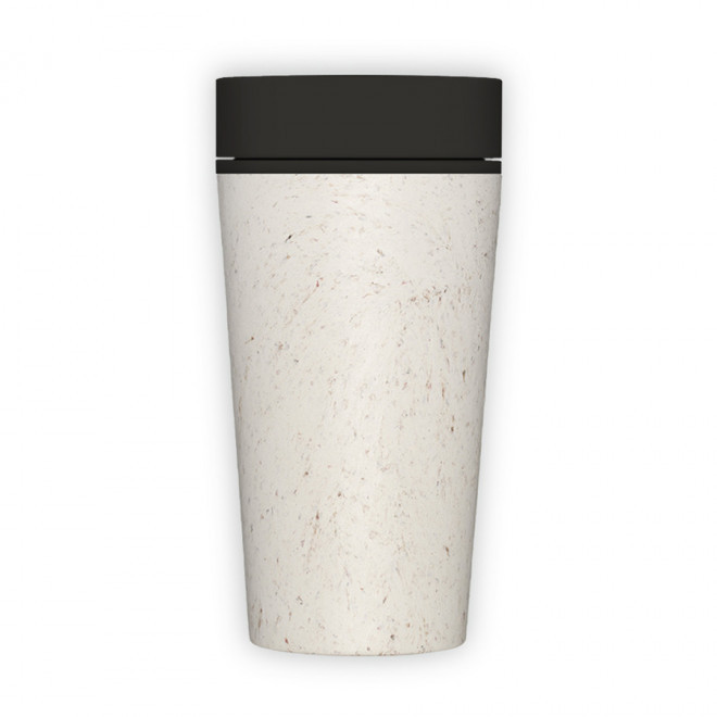 MUG PERSONNALISABLE REUTILISABLE ET DURABLE 340 mL 'BOLLI' - blanc chine/noir