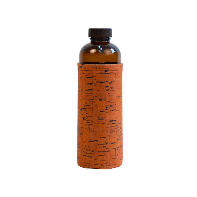 GOURDE EN VERRE PERSONNALISABLE RECYCLÉE 'KORKUR' - orange