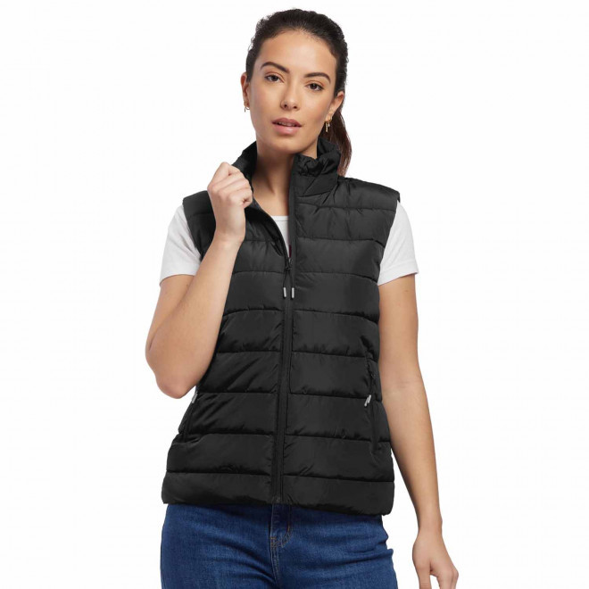 DOUDOUNE SANS MANCHE RPET FEMME PERSONNALISABLE 'KONNIE' - noir