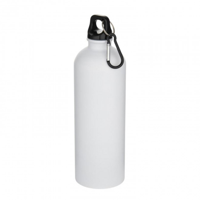 GOURDE ACIER RECYCLE 750ML PERSONNALISABLE 'AVEREST' MOUSQUETON NOIR - blanc mat