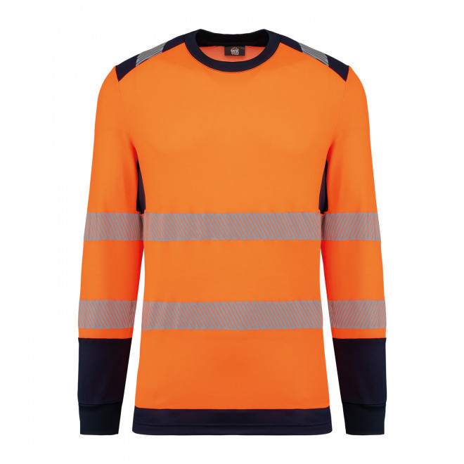 TEE-SHIRT MANCHES LONGUES SECURITE PERSONNALISABLE 'SECA' - orange/marine
