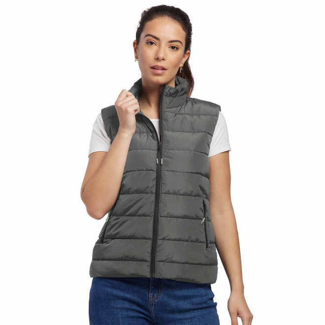 DOUDOUNE SANS MANCHE RPET FEMME PERSONNALISABLE 'KONNIE' - gris