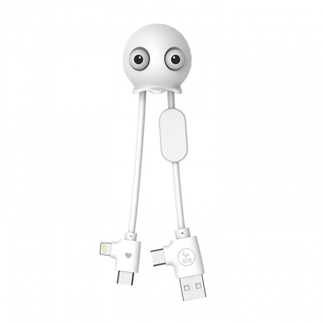 CABLE ANTI-STRESS PERSONNALISABLE 4-EN-1 'OCTOBY' - blanc