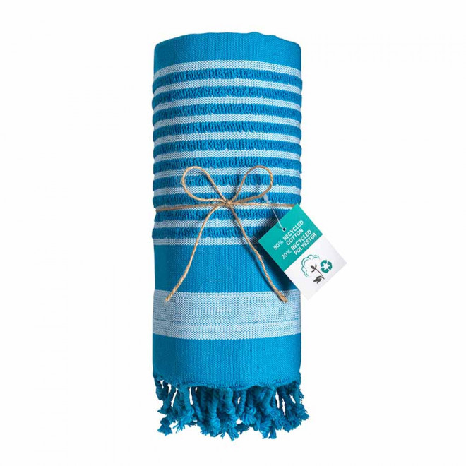 SERVIETTE DE PLAGE PERSONNALISÉE FOUTA 'HORTENSE 350 RECYCLE'  - bleu clair