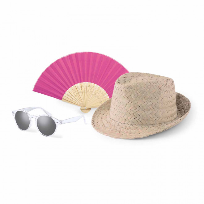SET LUNETTES EVENTAIL CHAPEAU PERSONNALISABLE 'SUMMER' - rose