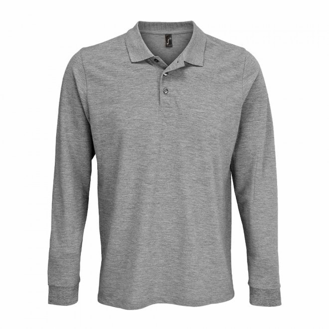 POLO PUBLICITAIRE MIXTE MANCHES LONGUES 'PRIME LSL' - gris chiné