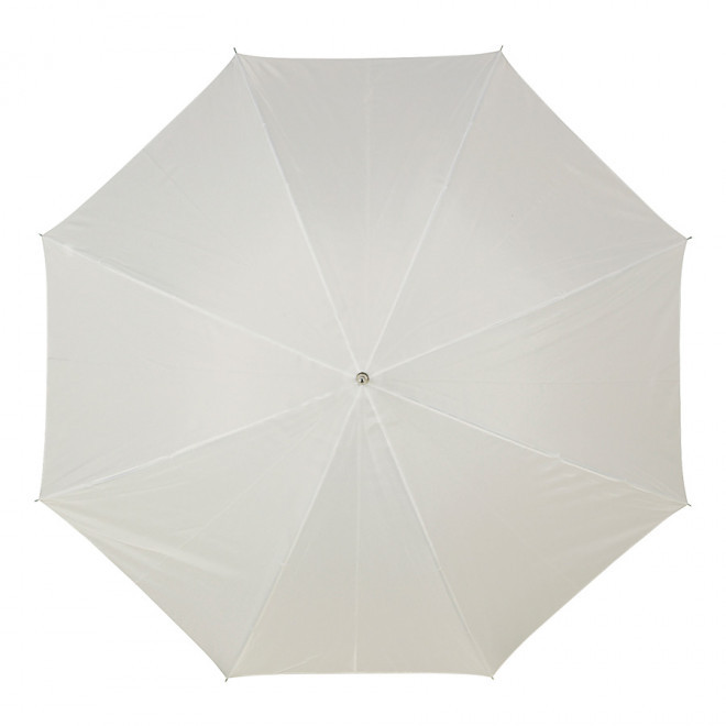 PARAPLUIE PUBLICITAIRE MANCHE DROIT OUVERTURE AUTO 'ABERDEEN BOIS' - blanc