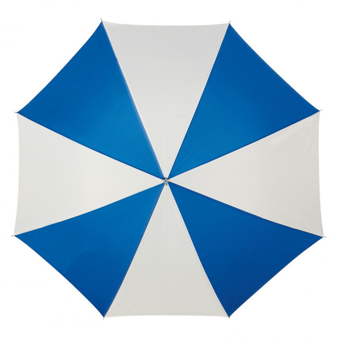 PARAPLUIE PUBLICITAIRE MANCHE DROIT OUVERTURE AUTO 'ABERDEEN BOIS' - blanc/bleu