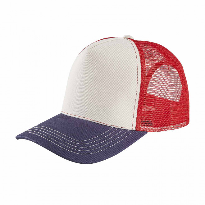 CASQUETTE TRUCKER FILET PERSONNALISABLE 'BLINK' - écru/bleu/rouge