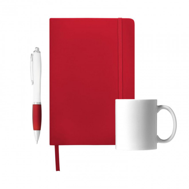 SET CARNET STYLO MUG PERSONNALISABLE 'JOSI' - rouge