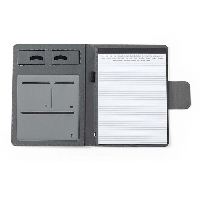 CONFÉRENCIER PERSONNALISÉ A4 AVEC BATTERIE DE SECOURS 5000 MAH 'HOLEB' - gris